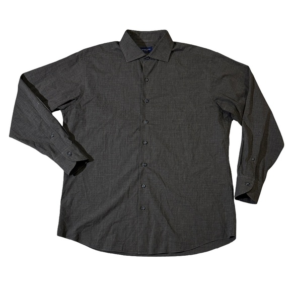 Proper Cloth mens 16 charcoal gray solid cotton lightweight dress shirt EUC - Picture 1 of 7